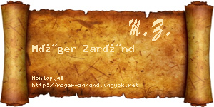 Móger Zaránd névjegykártya